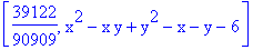 [39122/90909, x^2-x*y+y^2-x-y-6]